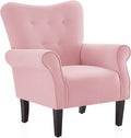 BELLEZE Modern Accent Chair for Living Room, High Back Armchair with Wooden Legs, Upholstered Wingback Side Chair Padded Armrest Single Sofa Club Chair for Living Room, Bedroom - Allston (Pink)-Ruum Studio Home