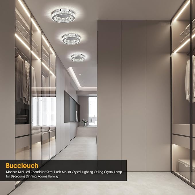 Buccleuch Modern Crystal Chandelier LED Flush Mount Pendant Lighting Mini Ceiling Light Fixture for Living Room Bedroom Hallway Staircase Bar Kitchen-Ruum Studio Home