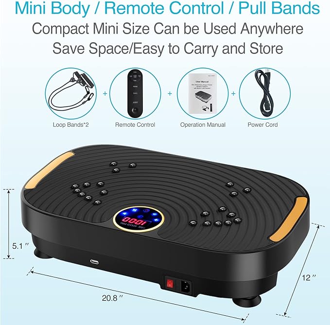 AXV Vibration Plate Fitness Platform Exercise Machine Vibrating Lymphatic Drainage Shaking Full Body Shaker Workout Vibrate Stand Shake Board Sport Gym for Weight Loss Fat Burner for Women Men-Ruum Studio Home