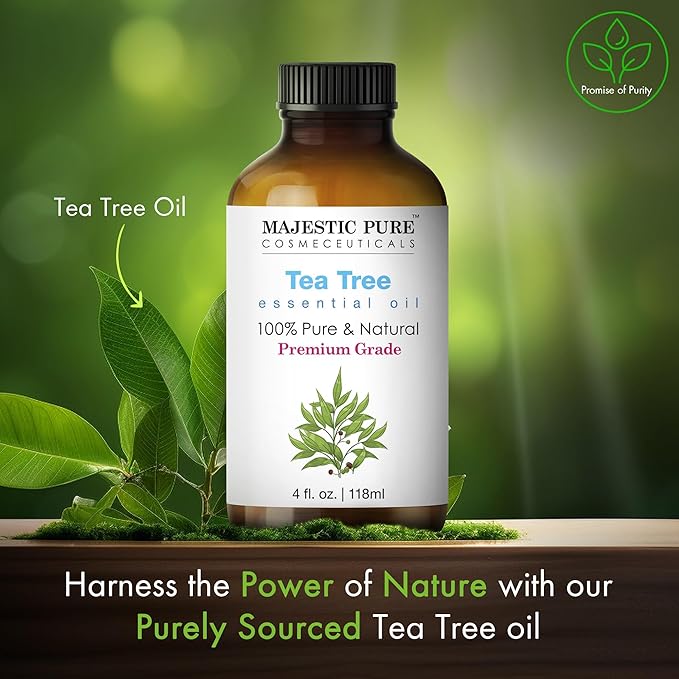 Majestic Pure Tea Tree Essential Oil with Glass Dropper - Huge 4 Fl Oz - 100% Pure and Natural Tea Tree Oil - Premium Grade Essential Oils for Diffuser, Aromatherapy, Soap and Candle Making-Ruum Studio Home