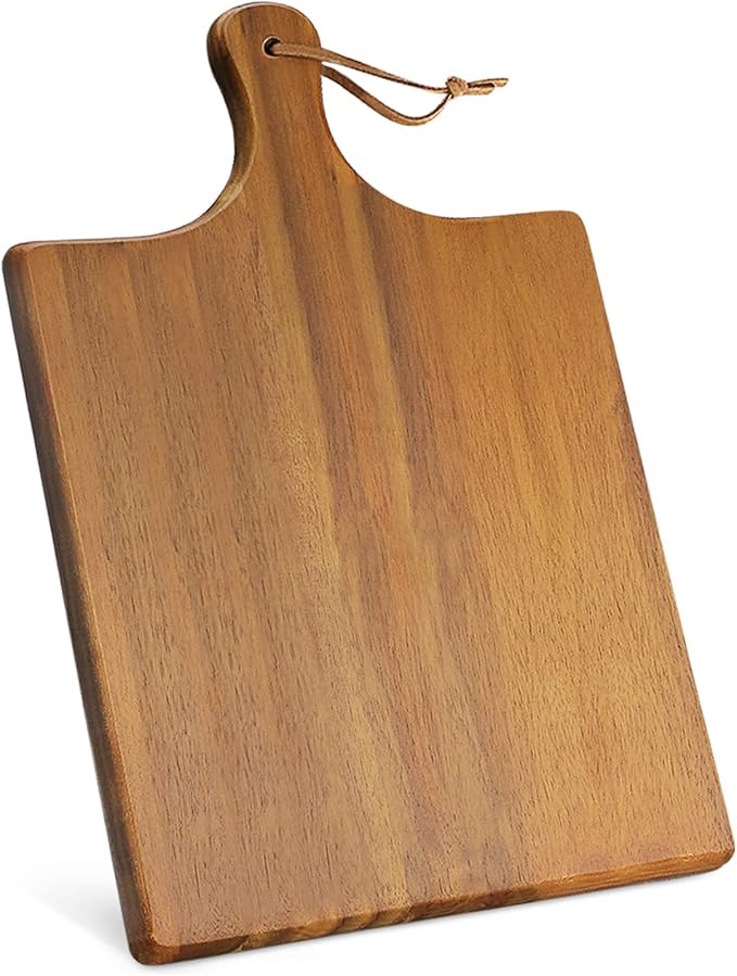 AIDEA Acacia Wood Cutting Board with Handle, Large Wooden Charcuterie Board for Bread, Cheese, Meat, and Fruits, Food Serving Tray for the Kitchen (17" x 11")-Ruum Studio Home