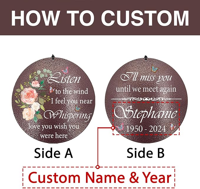 ASTARIN 36" Large Deep Tone Personalized Sympathy Wind Chimes, Memorial Wind Chime for Loss of Mother Father Loved One, Hummingbird Bereavement Gifts Decor Outdoor Patio Garden Graveyard-Ruum Studio Home