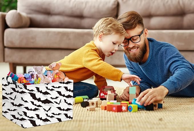HIYAGON Rectangular Batman Basket Kids Storage Basket Kids Baby Nursery Basket for Boys Bat Room Decor Cute Toy Storage Organizer Bins Bedroom(Bats)-Ruum Studio Home