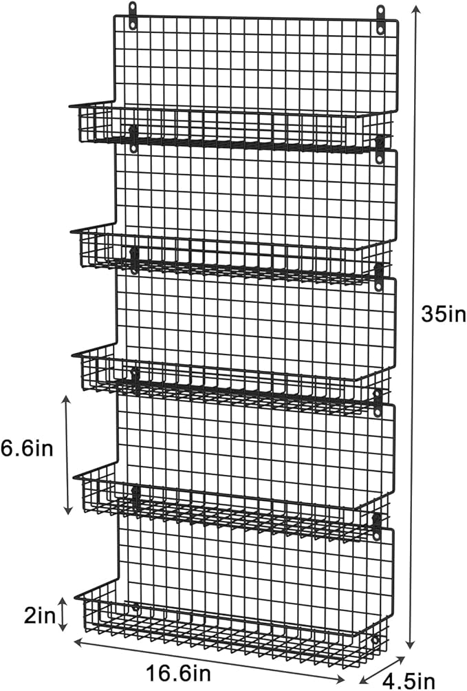 X-cosrack Spice Rack Wall Mount, 5 Tier Large Spice Rack Organizer for Efficient Storage, Height-Adjustable Hanging Spice Shelf for Kitchen and Pantry, Up to Storage 90 Jars(Patent No.:D909138S)-Ruum Studio Home