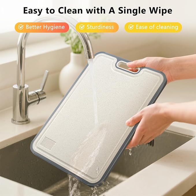 Titanium Cutting Board for Kitchen, Double Sided Cutting Boards for Meal Prep with Pure Titanium and Wheat Straw PP, Dishwasher Safe Chopping Board for Meat Vegetables Fruits, Large Size, 16”×11”-Ruum Studio Home