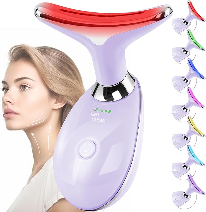 Facial Massager Red-Light-Therapy-for-Face and Neck, Face 𝖲 culpting Wand with 7 Color (Light Purple)-Ruum Studio Home