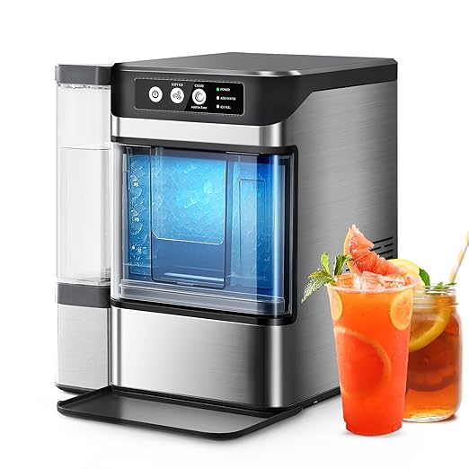 Nugget Ice Maker Countertop with 0.8Gal Removable Tank for Chewable Ice, 41Lbs/24H, One-Touch Fast Ice in 6 Mins, Self-Cleaning & Ultra Quiet for Home, Office, Party-Ruum Studio Home