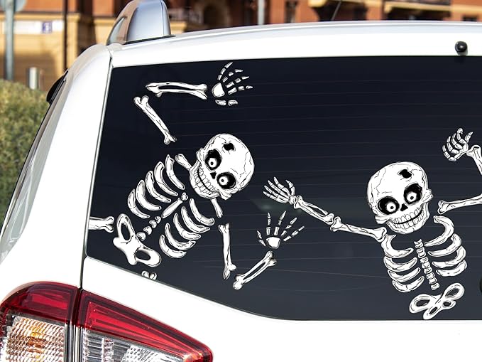 Halloween Window Skeleton Clings – 8 Sheets of Extra Large Cute and Scary Skeletons, Ghosts, and Bats for Home, School, Car Windows, Office, and Party Decor-Ruum Studio Home