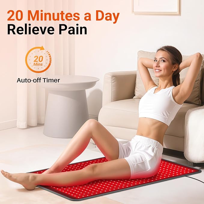 Comfytemp 41.5'' x 26'' Red Light Therapy Mat for Body, Near Infrared Light Therapy Pad with 560 LEDs, 660nm & 850nm Light Blanket for Back Belly Knee Joint Muscle Pain Relief, 96W-Ruum Studio Home
