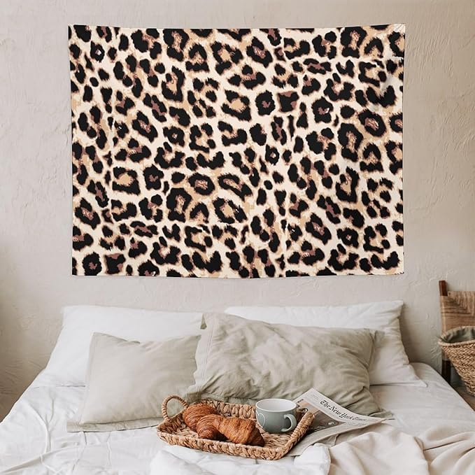 HZOHNAGO Leopard Print Tapestry Rustic Brown Leopard Wild Animal Printed Wall Tapestry Painting Wall Hanging for Bedroom Living Room Dorm 40" W x 30" H-Ruum Studio Home