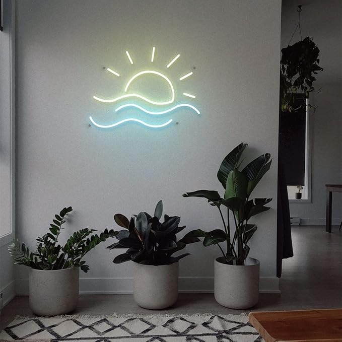 LED Decorative Lights USB Mountains Sunrise Sunset Led Neon Signs Home Decoration Wall Art Holiday Gift Brightness Adjustable 15.7''x15''-Ruum Studio Home