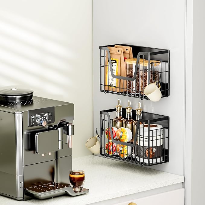 2 Set Magnetic Shelf for Fridge, Potato & Onion Storage Bins, Magnetic Fruit Basket for Refrigerator Pantry Kitchen Counter Laundry, Magnetic Fridge Organizer Spice Snacks Magnet Fridge Shelf-Ruum Studio Home