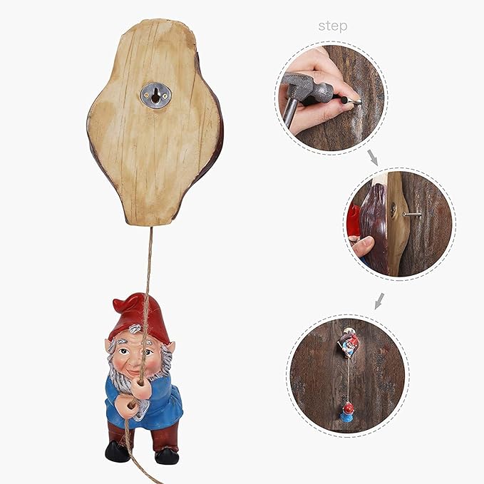 Gnome Tree Hugger Figurines Miniature Fairy Elf Climbing Tree Hanging Statue Garden Sculpture Decorative Outdoor Ornaments-Ruum Studio Home