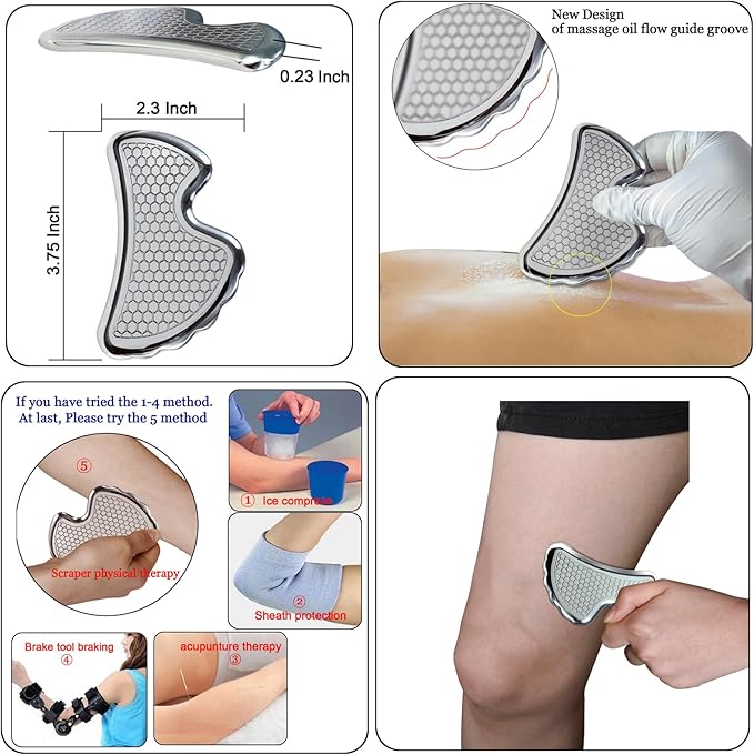 BYYDDIY 6 in 1 Stainless Steel Gua Sha Muscle Scraper Tools Set, Scraping Massage Tool,Massage Scraper Tool (6PCS)-Ruum Studio Home