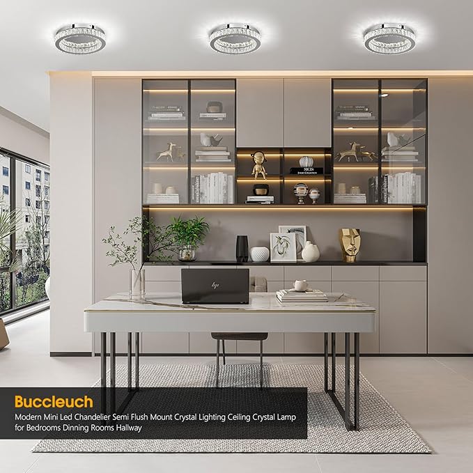 Buccleuch Modern Crystal Chandelier LED Flush Mount Pendant Lighting Mini Ceiling Light Fixture for Living Room Bedroom Hallway Staircase Bar Kitchen-Ruum Studio Home