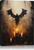 AbcCustomize Halloween Canvas Wall Art - Vintage Moody Bat Poster, Gothic Dark Academia Wall Decor, Spooky Halloween Decor for Farmhouse & Cottage, Fall Decorations Indoor for Living Room & Bedroom-Ruum Studio Home