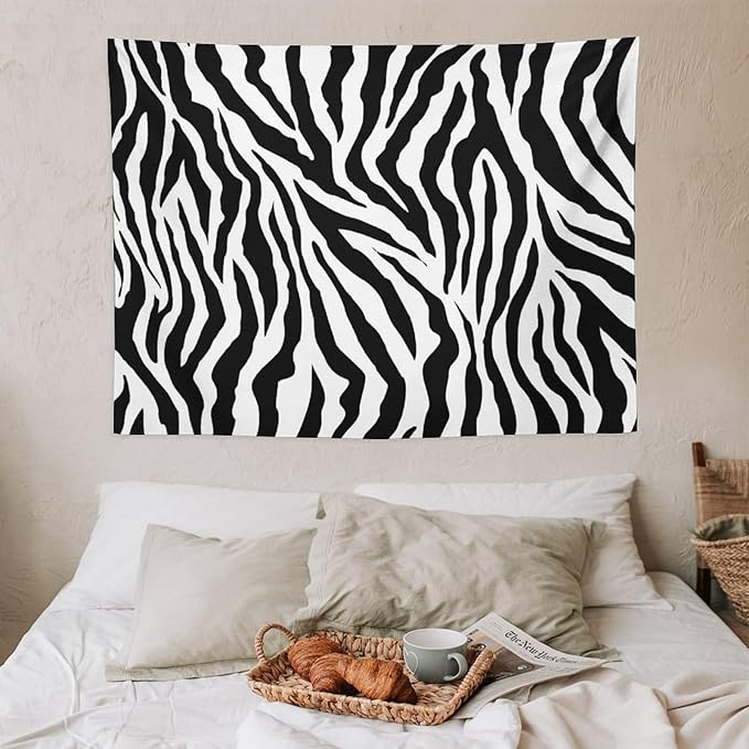 HZOHNAGO Zebra Print Tapestry Nature Wild Animals Black and White Stripe Printed Wall Tapestry Painting Wall Hanging for Bedroom Living Room Dorm 40" W x 30" H-Ruum Studio Home