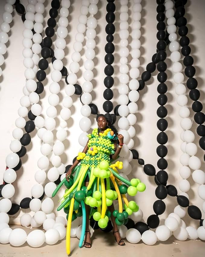 Black and White Quick Link Balloons, 100PCS Latex Linking Balloons for Making Balloon Wall Balloon Arch Balloon Chains and Wedding Birthday Baby Shower Engagement Graduation Party Decorations (10inch)-Ruum Studio Home