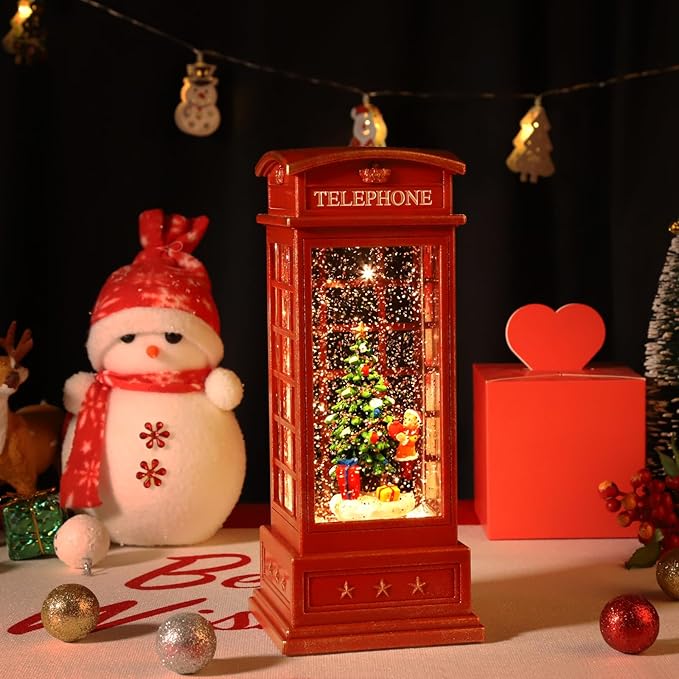 House & Garden Decoration,Christmas Lantern with 8 Pieces of Music,Sparkling Crystal Keep Circling Around The Snowman Families Music Box as a (Christmas Child)-Ruum Studio Home