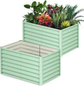 Galvanized Raised Garden Bed Outdoor, 2 Pcs 6x3x2FT Outdoor Large Planter Raised Beds Open Base with Safety Edge and Glove for Vegetables Flowers Ground Planter, Green-Ruum Studio Home