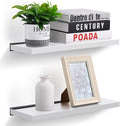 Meangood Floating Shelves White 17 inch Wall Mounted Natural Bamboo Wood Wall Storage Shelves for Bedroom,Living Room,Bathroom, Kitchen（Set of 2）-Ruum Studio Home