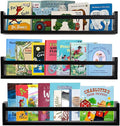 AZSKY Classic Nursery Book Shelves Black Wooden Floating Shelves Wall Bookshelf for Bathroom Decor Kitchen Spice Rack Organizer Kids Room 24 Inch Set of 3-Ruum Studio Home