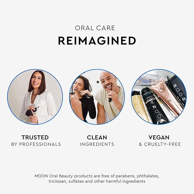 MOON Dissolving Teeth Whitening Strips - Vegan, Easy-to-Use, No Rinse White Strips - Hydrogen Peroxide and Essential Oils Infused Gentle Teeth Whitening Kit - Travel Essentials for Oral Care (14 Ct)-Ruum Studio Home
