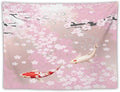 Houselerax Japanese Koi Fish Tapestry, Cherry Blossoms Asian Oriental Pink Flower Branch Koi Fish Carp Tapestries Wall Hanging for Bedroom Living Room Office Decor 80"x60"-Ruum Studio Home