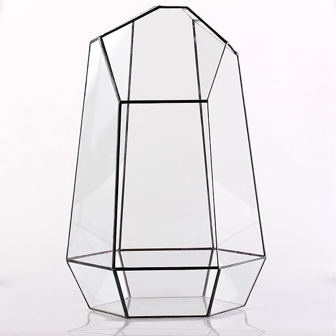 NCYP Large Geometric Terrarium - 16 Inches Tall Irregular Open Glass Terrarium Pot - Home Garden Tabletop Decoration Planter for Air Plants Succulents, Handmade (NO Plants, No Door)-Ruum Studio Home