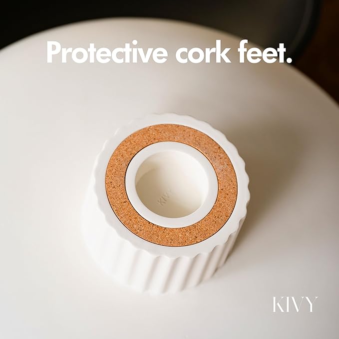 KIVY Concrete Fruit Bowl for Kitchen Counter - Large Decorative Pedestal Bowl for Home Decor - Modern Key Bowl for Entryway Table - White-Ruum Studio Home