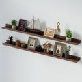 SAUMONIERES Picture Ledge Shelf Floating Book Shelves Set of 2 Wall Mounted Solid Wood for Bedroom Bathroom Living Room Kitchen, 55 Inch Walnut-Ruum Studio Home