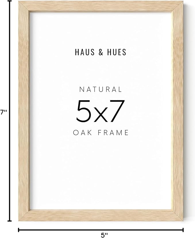 HAUS AND HUES Wood Picture Frame, 5x7 inches, Beige (Natural Oak, Poster Type, Set of 1)-Ruum Studio Home