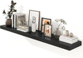 Black Floating Shelves for Wall - 72 Inch Wide x 12 Inch Deep Wall Shelves Set of 1 - Rustic Black Wood Shelves for Living Room, Bathroom, Laundry Room, Bedroom, Kitchen, Home Office-Ruum Studio Home