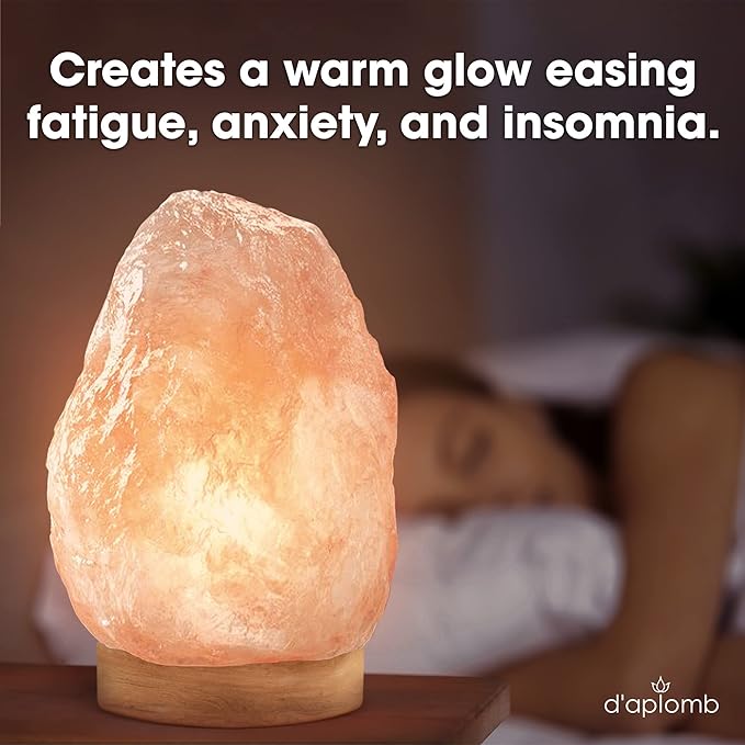 d'aplomb 100% Authentic Natural Himalayan Salt Lamp;Large Hand Carved Natural Chunk Pink Crystal Rock Salt from Himalayan Mountains; Dimmer Cord; 12 lbs-Ruum Studio Home