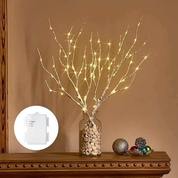 Birchlitland Lighted Birch Branches with Timer Battery Operated 18IN 70L Warm White LED Fairy Lights, Artificial Decorative Branch Lights for Home and Holiday Decoration Indoor Outdoor-Ruum Studio Home