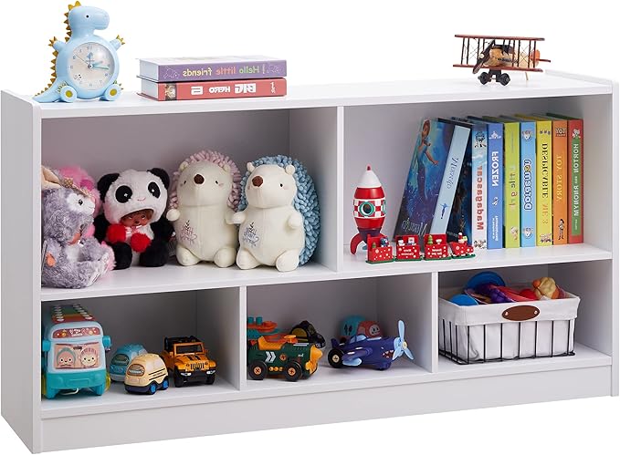 Toy Organizers and Storage, 5-Section Kids Bookshelf for Organizing Books Toys, School Classroom Wooden Storage Cabinet for Children's Room, Playroom, Nursery-Ruum Studio Home