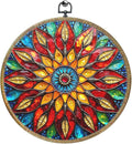 Colorful Geometric Mandala Framed Round Wall Decor Canvas Wall Art Hanging Prints Artwork for Home Office Kitchen Nursery Bedroom Living Room Porch Garden Birthday Decorations 10.2X10.2 Inch-Ruum Studio Home