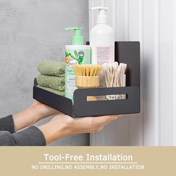 2-Pack Magnetic Spice Rack for Refrigerator and Microwave - Portable 6" Deep Magnetic Shelves for Classroom Kitchen Garage - Strong Magnetic Hold, Metallic Gray, Max 20LB Capacity-Ruum Studio Home