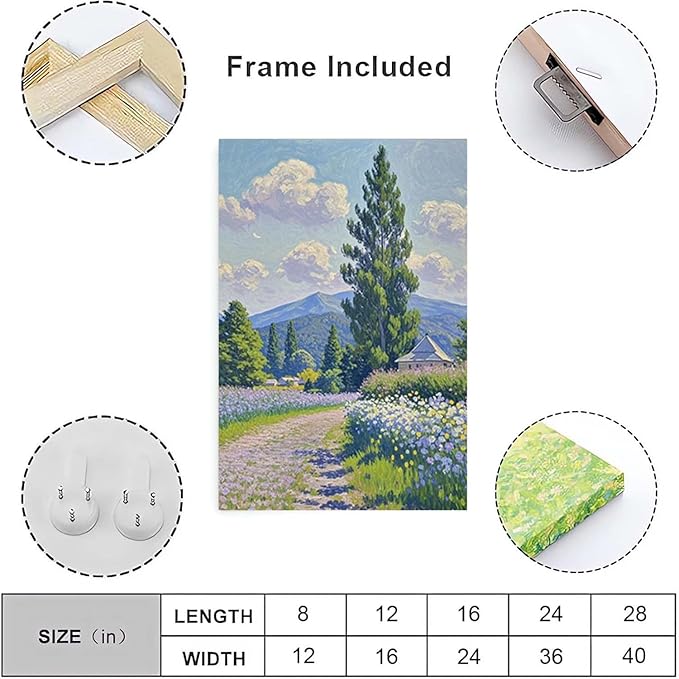 Countryside wildflowers landscape canvas poster natural plant flower artwork retro pastoral flower path suitable for farmhouse decoration-Ruum Studio Home