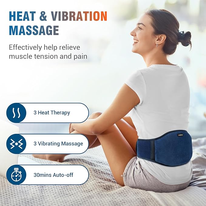 Comfytemp Cordless Portable Heating Pad with Massager for Back Pain Relief for Cramps and Menstrual,Lower Back Massager with 3 Heat, Auto-Off, Heated Waist for Abdominal Gift for Mom-Ruum Studio Home