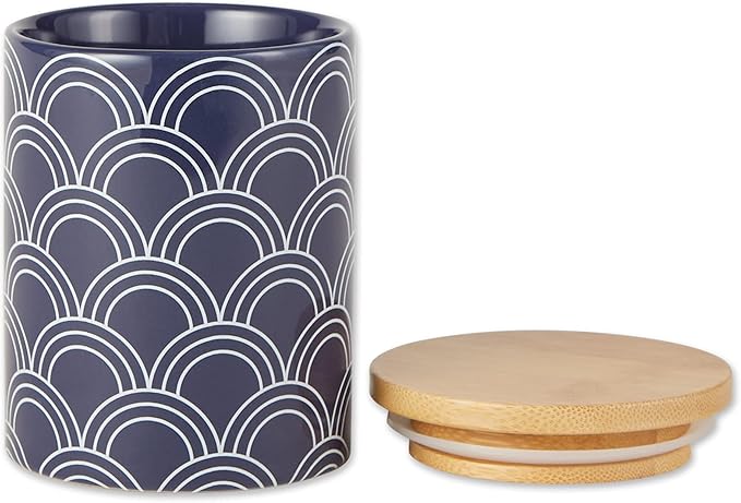 DII Kitchen Ceramics Collection, Canister Set, Mixed Print, Nautical Blue, 3 Piece-Ruum Studio Home