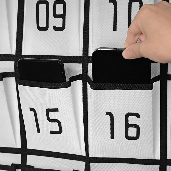 Loghot Classroom Accessories Closet Pocket Chart for Cell Phones Holder Wall Door Hanging Organizer (36 Pockets White)-Ruum Studio Home