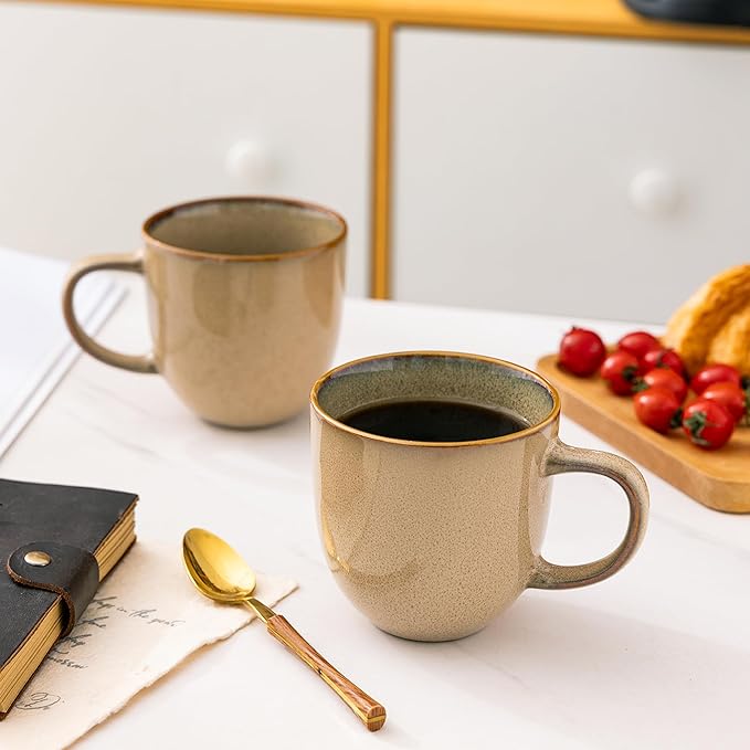 AmorArc 12oz Coffee Mugs, Ceramic Coffee Mugs set of 6 for Man, Woman, Dad, Mom, Modern Coffee Mugs with handle for Latte/Cappuccino/Milk/Cocoa. Dishwasher&Microwave Safe Latte-Ruum Studio Home