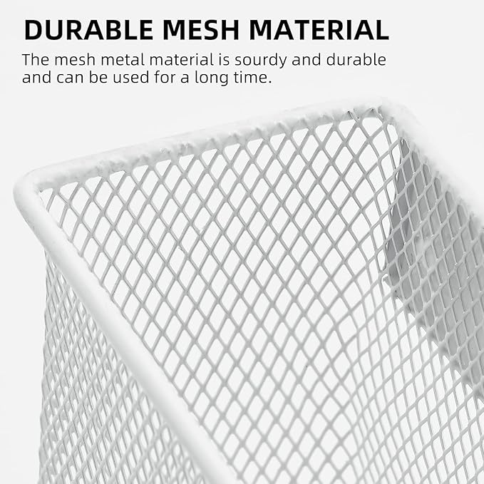 dedoot Magnetic Pencil Holder for refrigerator Storage Magnetic Basket Mesh White Strong Magnetic Pen Holder for Refrigerator,Whiteboard, Locker, Home and Office Organizer, 6.3x2.3x3.6inch-Ruum Studio Home