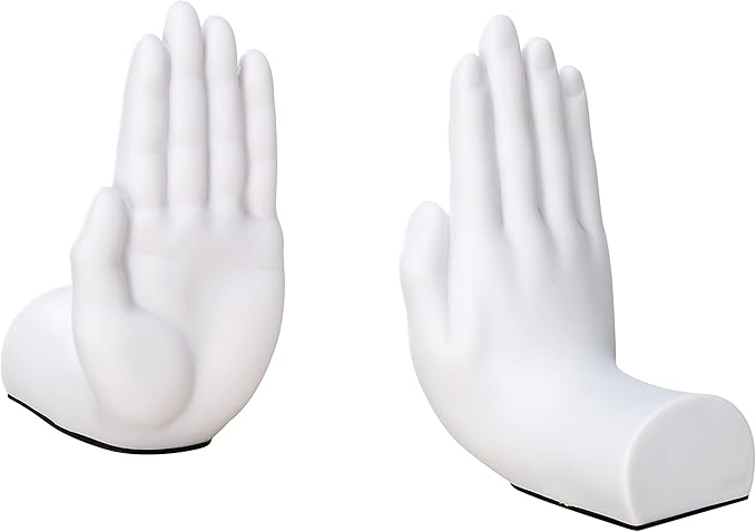 Danya B. Contemporary Accent Book Shelf Decor - Hands Sculpture Bookend Set of 2 (White)-Ruum Studio Home