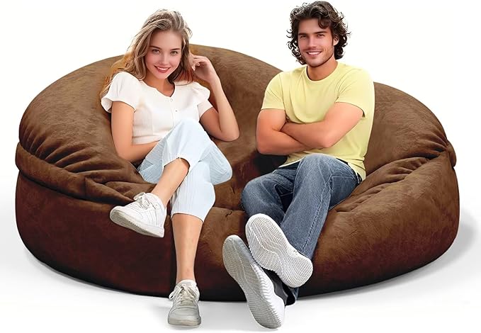 Bean Bag Chair for Adults 4FT,Soft Removable Cover for Teens/Girls Bedroom,Fluffy Giant Round Floor Beanbag Lounger Chairs (No Filler,Deep Coffee)-Ruum Studio Home