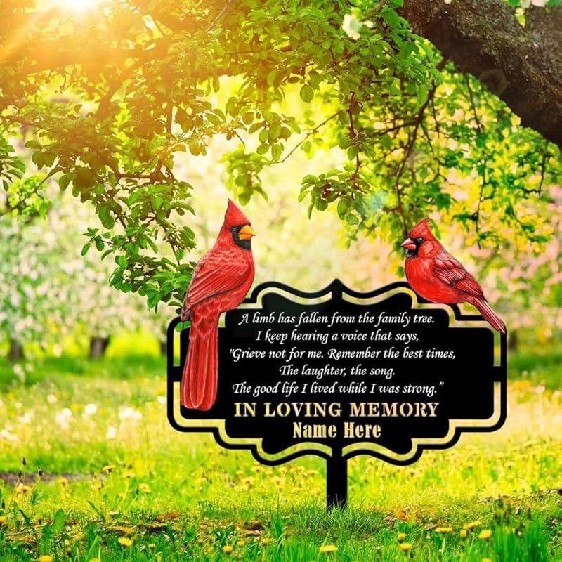 Personalized Cemetery Memorial Metal Stakes, Cardinals Memorial Grave Markers,Graden Decorations for Loss of Mother Father, Outdoor Sympathy Decor Gift-Ruum Studio Home