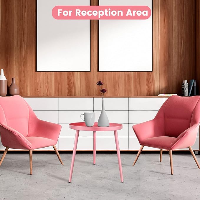 AOJEZOR Side Table: End Table for Any Room - Round Side Tables for Small Spaces - Pink with 3 Legged-Ruum Studio Home