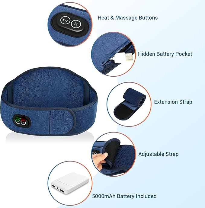 Comfytemp Cordless Portable Heating Pad with Massager for Back Pain Relief for Cramps and Menstrual,Lower Back Massager with 3 Heat, Auto-Off, Heated Waist for Abdominal Gift for Mom-Ruum Studio Home