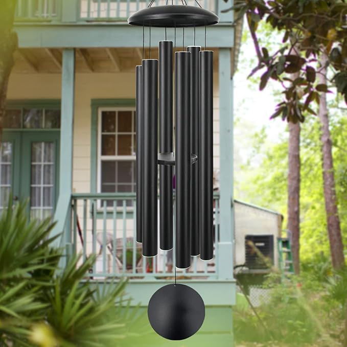 ASTARIN 60" Extra Large Wind Chimes Outside Metal WindChimes with Deep Tone, Outdoor Bass Windchimes for Patio Balcony Garden Yard Decoration,Black-Ruum Studio Home